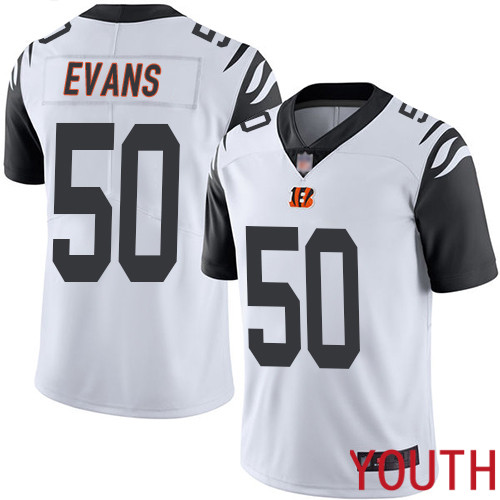 Cincinnati Bengals Limited White Youth Jordan Evans Jersey NFL Footballl 50 Rush Vapor Untouchable